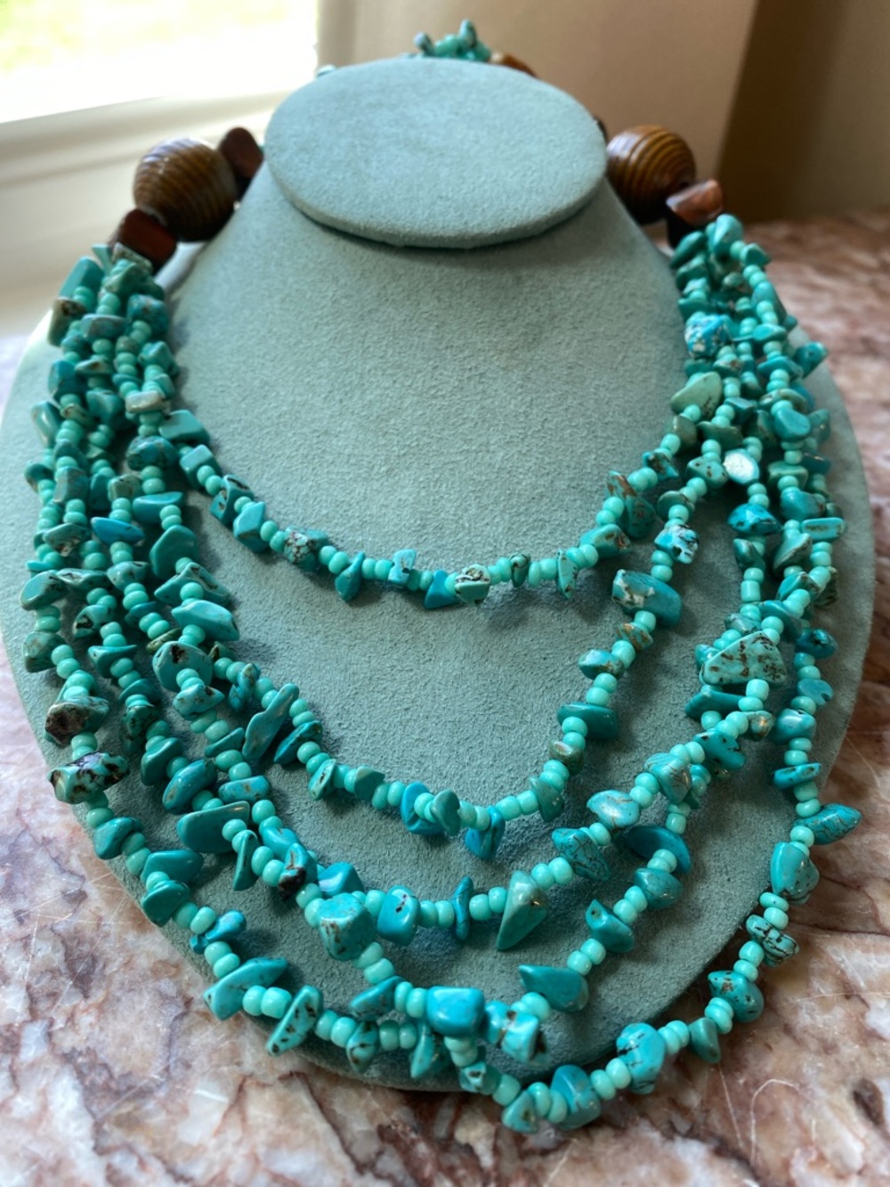 Turquoise Chip Multi-Strand Necklace - Women Jewelry